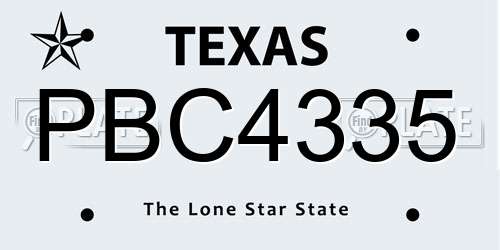 PBC4335 Texas License Plate