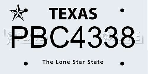 PBC4338 Texas License Plate