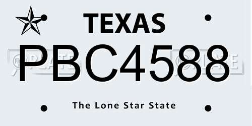 PBC4588 Texas License Plate