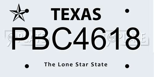 PBC4618 Texas License Plate