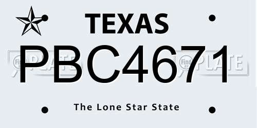 PBC4671 Texas License Plate