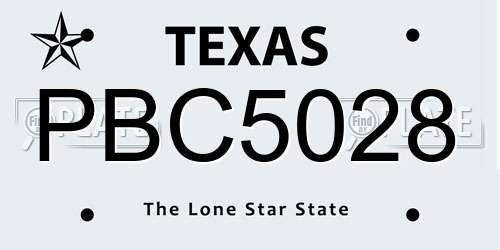 PBC5028 Texas License Plate