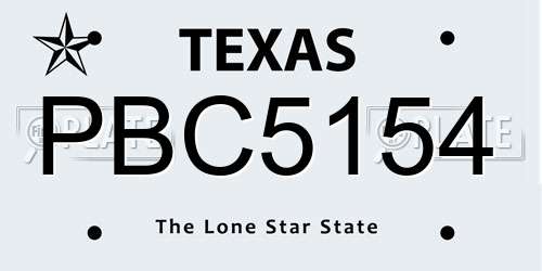 PBC5154 Texas License Plate