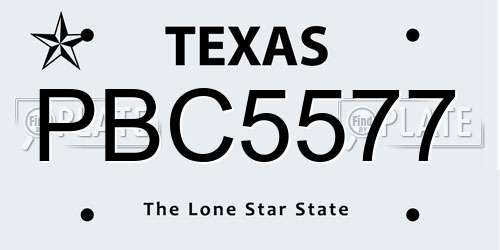 PBC5577 Texas License Plate