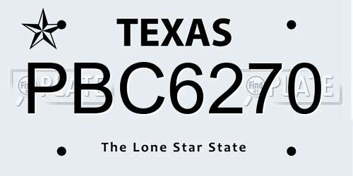 PBC6270 Texas License Plate