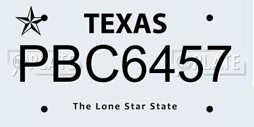 PBC6457 Texas License Plate