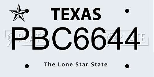 PBC6644 Texas License Plate
