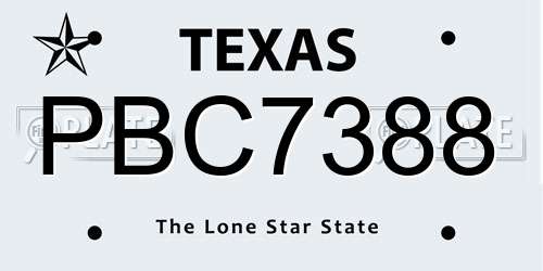 PBC7388 Texas License Plate