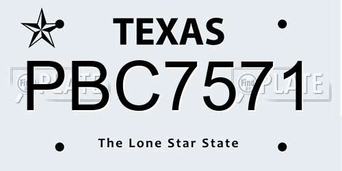 PBC7571 Texas License Plate