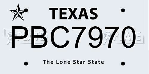 PBC7970 Texas License Plate