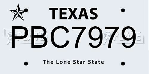 PBC7979 Texas License Plate