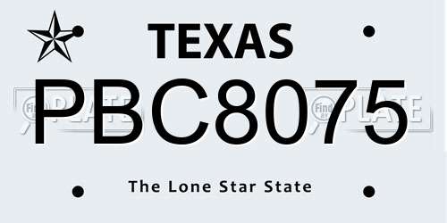 PBC8075 Texas License Plate