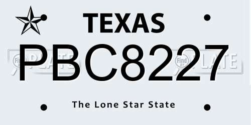 PBC8227 Texas License Plate