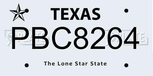 PBC8264 Texas License Plate