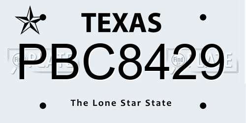 PBC8429 Texas License Plate