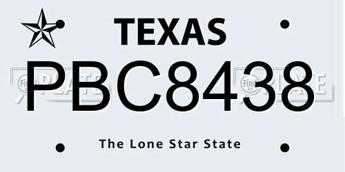 PBC8438 Texas License Plate