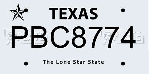 PBC8774 Texas License Plate
