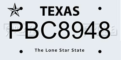 PBC8948 Texas License Plate