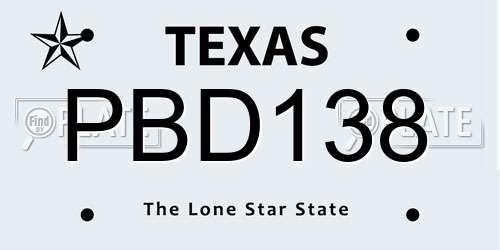 PBD138 Texas License Plate