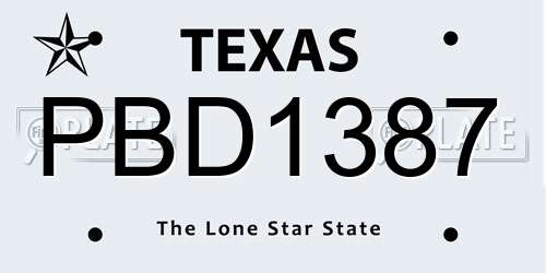 PBD1387 Texas License Plate