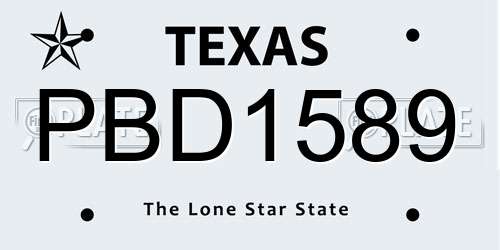 PBD1589 Texas License Plate