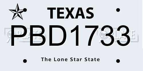 PBD1733 Texas License Plate