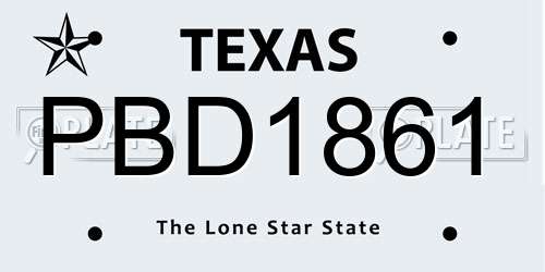 PBD1861 Texas License Plate