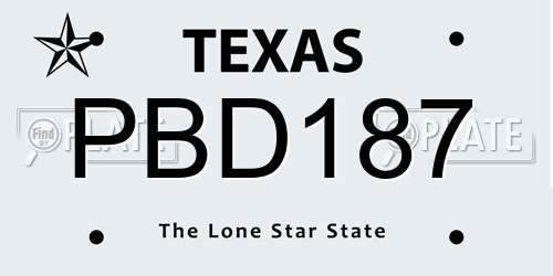 PBD187 Texas License Plate