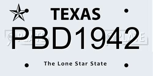 PBD1942 Texas License Plate