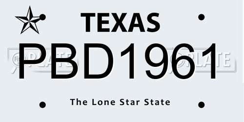PBD1961 Texas License Plate