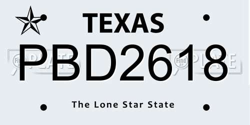 PBD2618 Texas License Plate