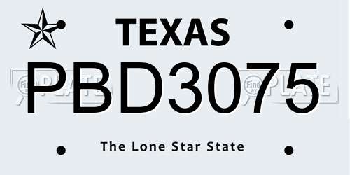 PBD3075 Texas License Plate