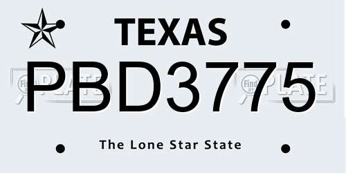 PBD3775 Texas License Plate