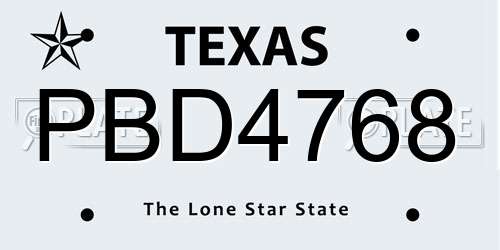 PBD4768 Texas License Plate