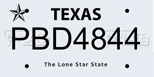 PBD4844 Texas License Plate