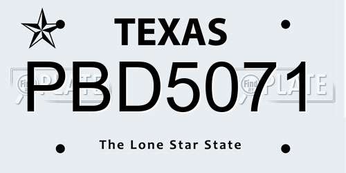 PBD5071 Texas License Plate