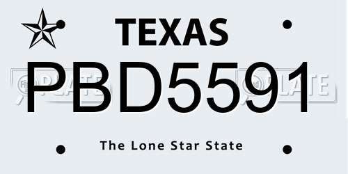 PBD5591 Texas License Plate