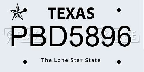 PBD5896 Texas License Plate
