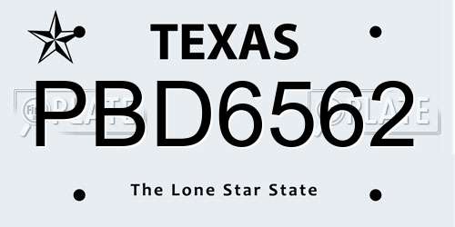 PBD6562 Texas License Plate