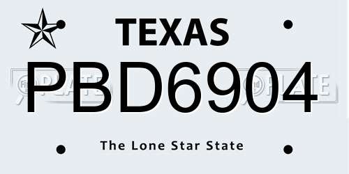PBD6904 Texas License Plate