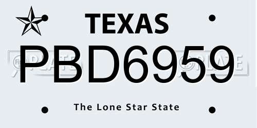 PBD6959 Texas License Plate