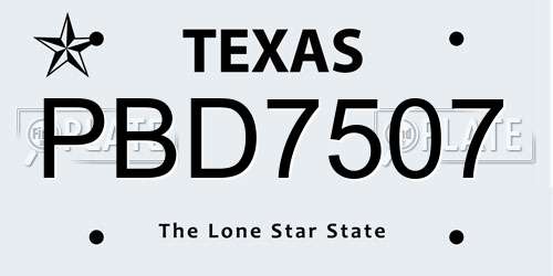 PBD7507 Texas License Plate