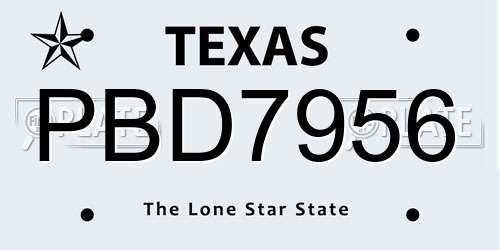 PBD7956 Texas License Plate