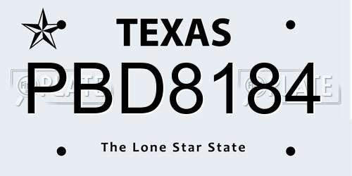 PBD8184 Texas License Plate