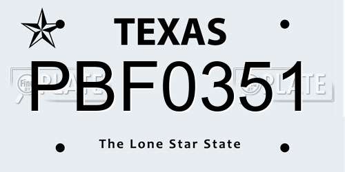 PBF0351 Texas License Plate