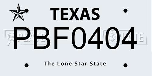 PBF0404 Texas License Plate