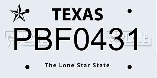 PBF0431 Texas License Plate