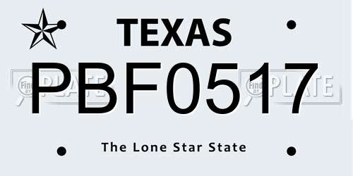PBF0517 Texas License Plate
