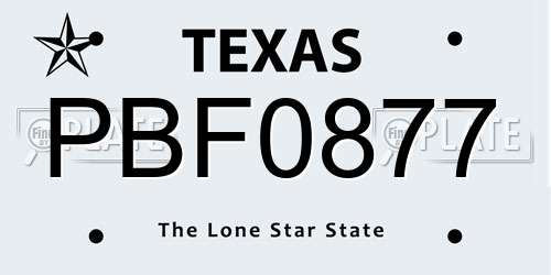 PBF0877 Texas License Plate