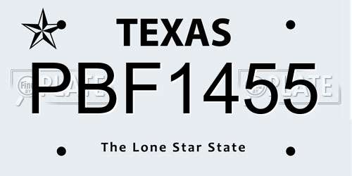 PBF1455 Texas License Plate